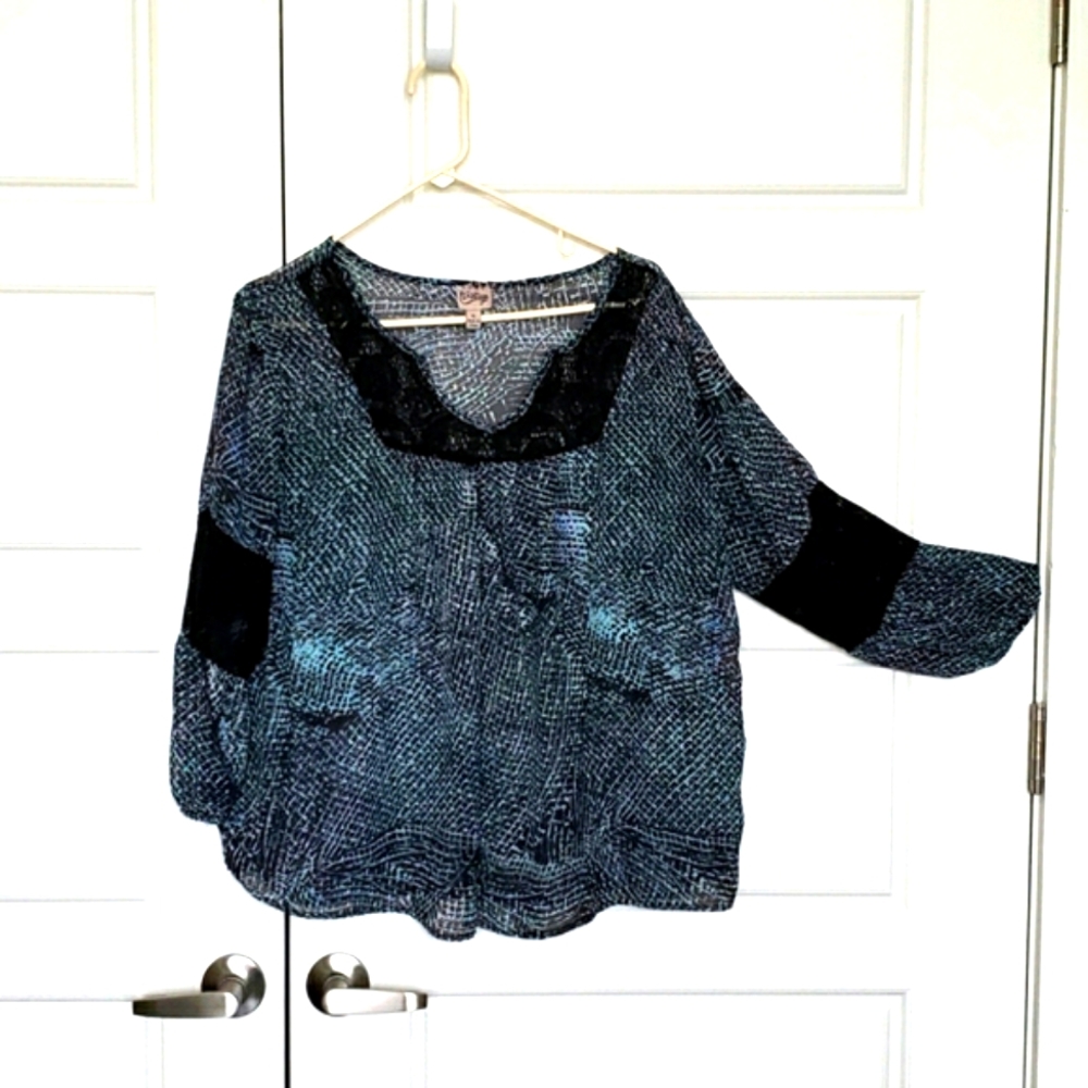 Sheer, long sleeve blouse